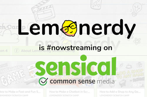 image with lemonerdy, sensical, and common sense media logos indicating partnership between lemonerdy and the streaming service.